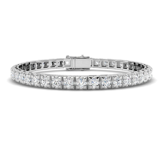 Lab Grown Diamond Tennis Bracelet in 9K White Gold – Round Prong Set with Secure Box Clasp