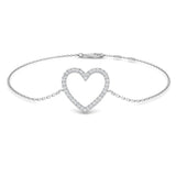Diamond Heart Bracelet, Pave Diamond Jewelry, Romantic Gift For Her, Gold Chain Bracelet