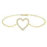 Heart Diamond Bracelet, Lab Grown Diamond Bracelet, 18K Yellow Gold Bracelet