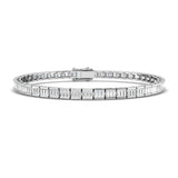 Elegant 9K White Gold Lab Grown Baguette Diamond Tennis Bracelet | Channel Set