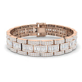 Art Deco–Style Baguette & Round Cut Lab Grown Diamond Bracelet in 18K White Gold