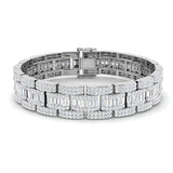 Art Deco–Style Baguette & Round Cut Lab Grown Diamond Bracelet in 18K White Gold
