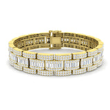 Art Deco–Style Baguette & Round Cut Lab Grown Diamond Bracelet in 18K White Gold