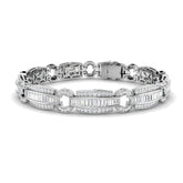 Geometric Baguette & Round Lab Grown Diamond Tennis Bracelet in Gold & Platinum