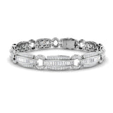Geometric Baguette & Round Lab Grown Diamond Tennis Bracelet in Gold & Platinum