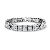 Natural Baguette & Round Diamond Vintage Bracelet in Gold & Platinum | Channel & Pave Set