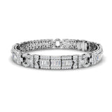 Natural Baguette & Round Diamond Vintage Bracelet in Gold & Platinum | Channel & Pave Set