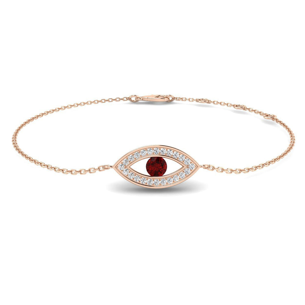 Close Up Ruby and Diamond Protection Bracelet