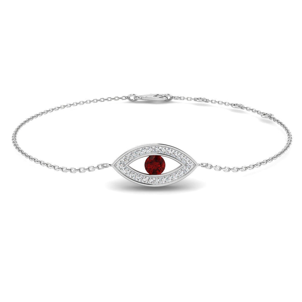 Natural Round Diamond Evil Eye with Ruby Center