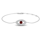 Natural Round Diamond Evil Eye with Ruby Center