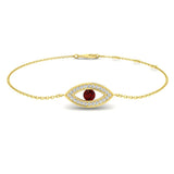 9K Yellow Gold Diamond and Ruby Evil Eye Bracelet
