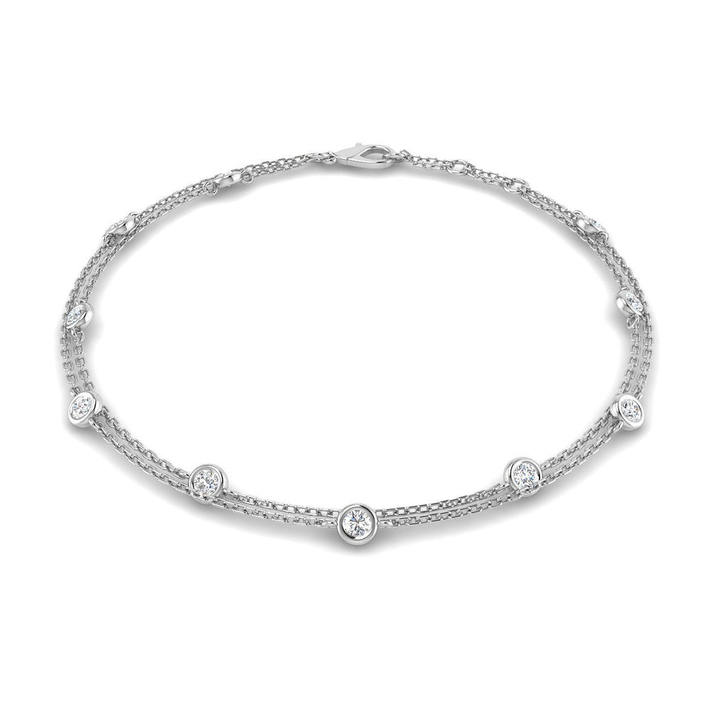 Round Diamond Bracelet, 18K Yellow Gold Bracelet, Gold Diamond Bracelet, Delicate Chain Bracelet