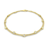 Natural Diamond Bracelet, Bezel Set Diamond Bracelet, Double Chain Bracelet, Diamond Station Bracelet