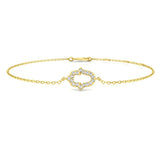 18K Yellow Gold Natural Diamond Hamsa Bracelet – Pave Set Religious Protection Charm