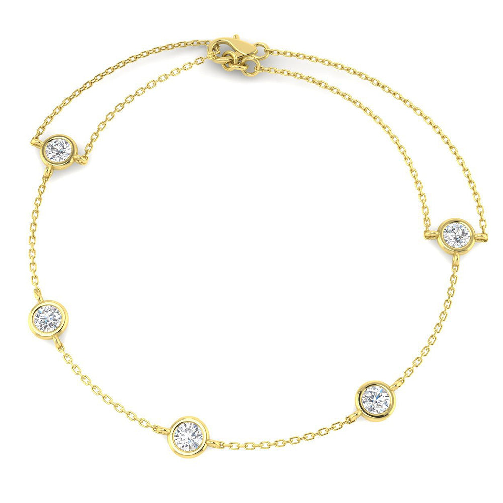 9K White Gold Bracelet, Round Diamond Bracelet, Delicate Chain Bracelet, Minimalist Diamond Jewelry