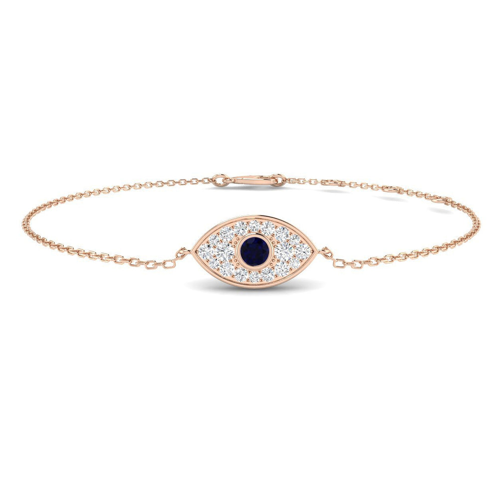 Blue Sapphire Center Evil Eye Diamond Bracelet