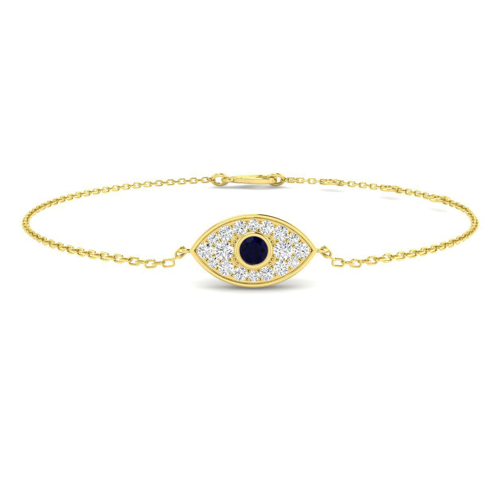 Halo Cluster Diamond Protection Charm Bracelet, Fine Jewellery Evil Eye Bracelet with Lobster Clasp