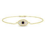 Halo Cluster Diamond Protection Charm Bracelet, Fine Jewellery Evil Eye Bracelet with Lobster Clasp