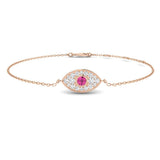 Halo Cluster Pink Sapphire Diamond Bracelet