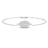 18K White Gold Natural Diamond Evil Eye Bracelet, Halo Cluster Diamond Protection Charm Bracelet
