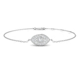 18K White Gold Natural Diamond Evil Eye Bracelet, Halo Cluster Diamond Protection Charm Bracelet