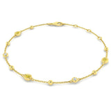 9K White Gold Bracelet, Diamond Beaded Bracelet, Fancy Yellow Diamond Jewelry, Gold Chain Bracelet