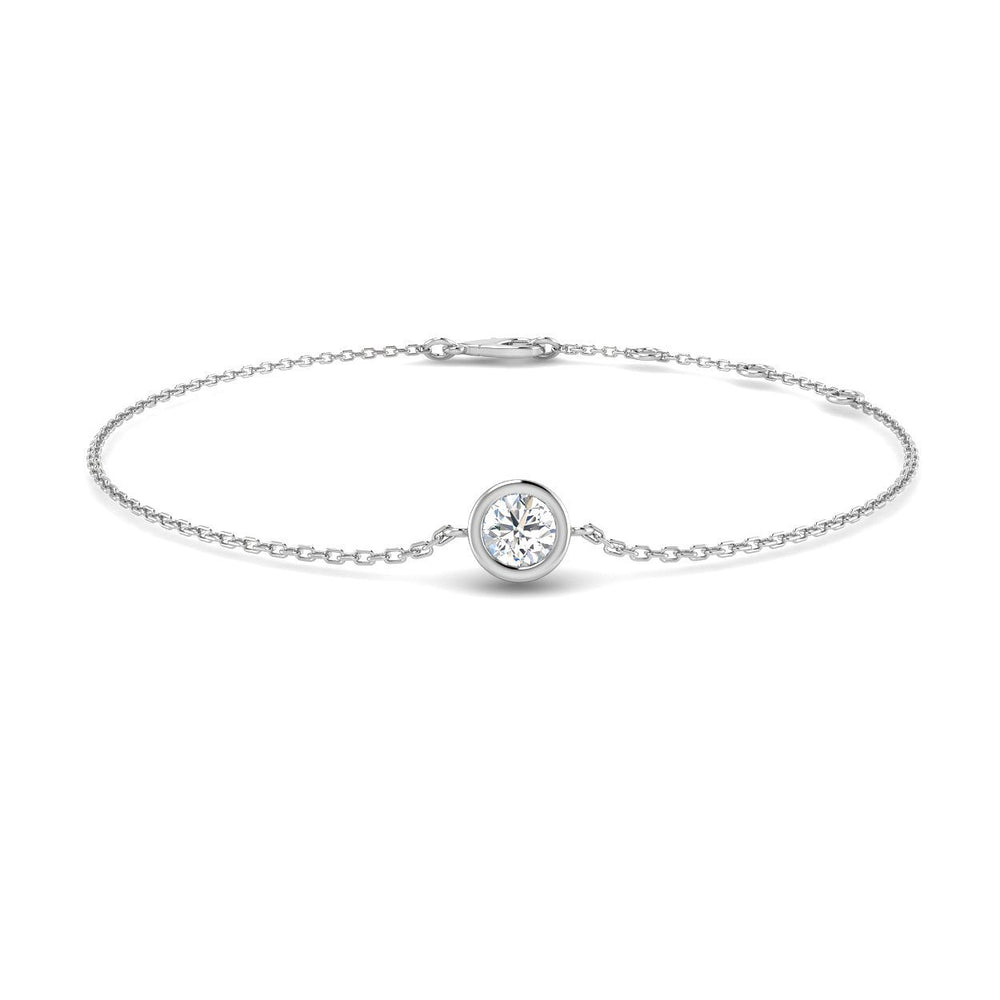 Natural Diamond Bracelet, Solitaire Diamond Bracelet, Bezel Set Diamond