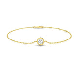 9K Yellow Gold Bracelet, Round Cut Diamond, Gold Chain Bracelet