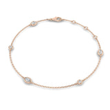 Natural Oval & Round Cut Bezel Set Diamond Station Bracelet in Platinum with Lobster Claw