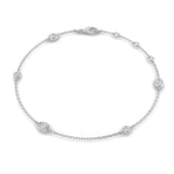Natural Oval & Round Cut Bezel Set Diamond Station Bracelet in Platinum with Lobster Claw