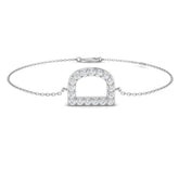 Diamond Initial D Bracelet, Platinum Letter D Jewelry, Natural Round Diamond Bracelet