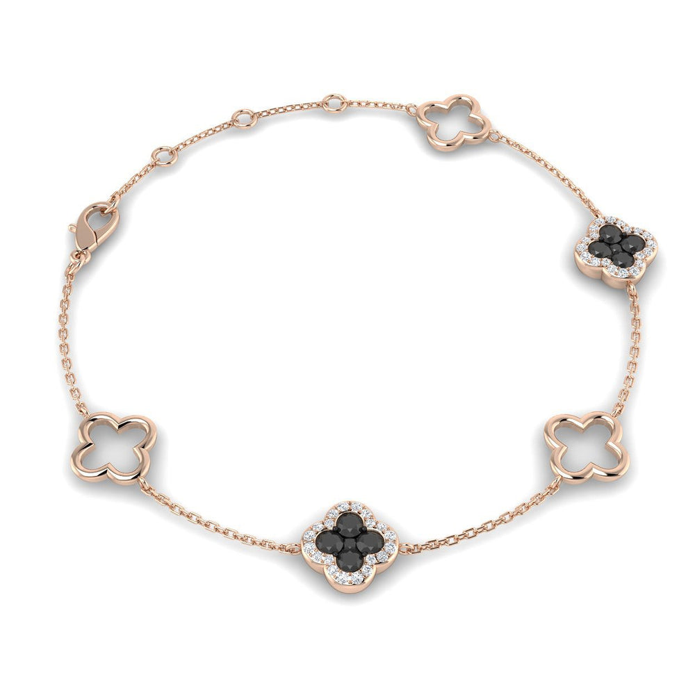Natural Diamond Jewelry, Pavé Diamond Bracelet, Black Diamond Jewelry, Lucky Clover Bracelet