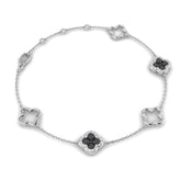 Black Diamond Bracelet, Clover Diamond Bracelet, 18K Yellow Gold Bracelet