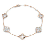 Delicate Clover Style Diamond Chain Bracelet in Gold or Platinum | Fine Jewelry