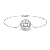 9K Yellow Gold Natural Diamond Star of David Bracelet, Round Pavé Halo Star of David Diamond Bracelet