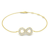Natural Diamond, Infinity Bracelet, 9K Yellow Gold, Pavé Diamond