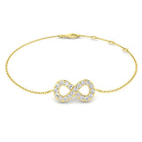 Natural Diamond, Infinity Bracelet, 9K Yellow Gold, Pavé Diamond