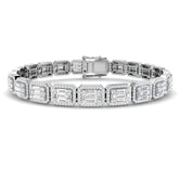 Elegant Emerald Style Baguette & Round Cut Lab Grown Diamond Bracelet in Gold or Platinum