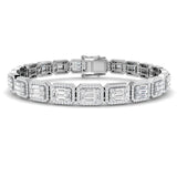 Elegant Emerald Style Baguette & Round Cut Lab Grown Diamond Bracelet in Gold or Platinum