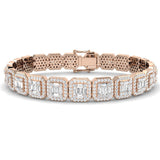 Baguette & Round Cut Emerald Style Natural Diamond Bracelet in Gold & Platinum