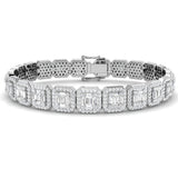 Baguette & Round Cut Emerald Style Natural Diamond Bracelet in Gold & Platinum