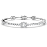 9K White Gold Round & Baguette Lab Grown Diamond Bracelet in Prong Pave Setting