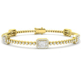 Luxury 2.60Ct Prong Set Natural Diamond Baguette & Brilliant Diamond Bracelet in Platinum