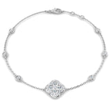 Clover Diamond Chain Bracelet with Bezel & Pave Set Natural Diamonds in Platinum