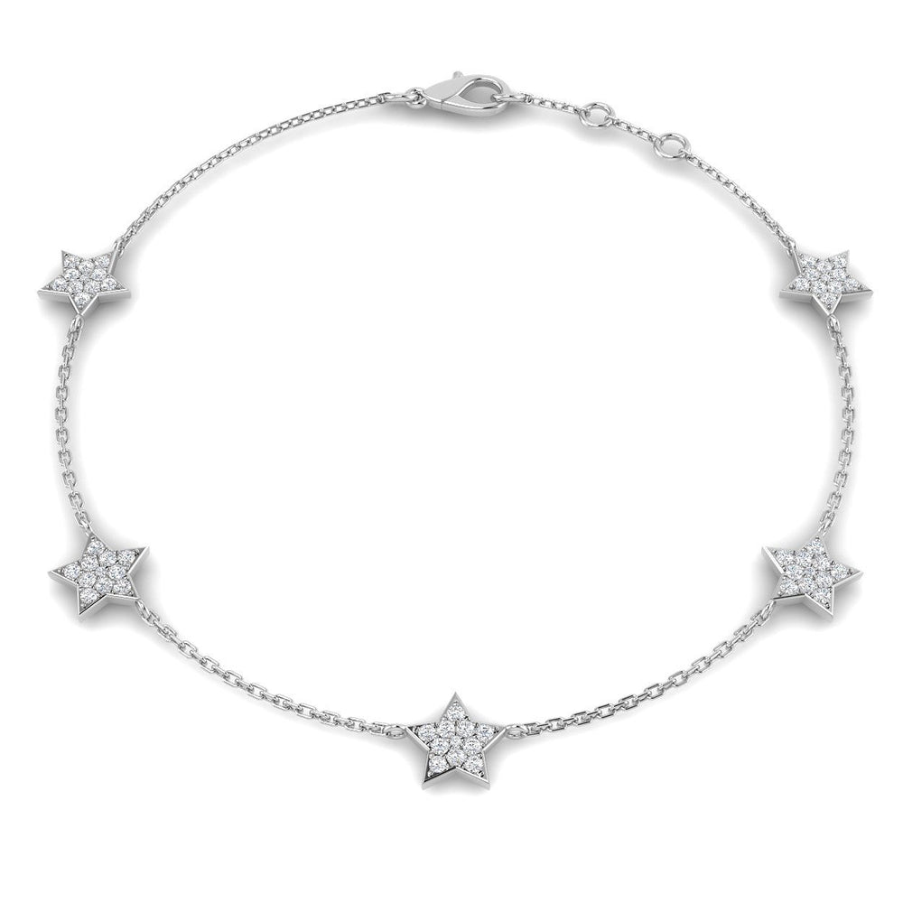 Lab Grown Diamond Bracelet, Platinum Diamond Bracelet, Star Shape Bracelet