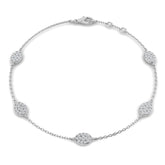 Natural Diamond Bracelet, 18K White Gold Bracelet, Oval Diamond Bracelet
