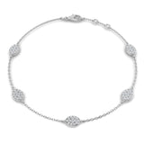 Natural Diamond Bracelet, 18K White Gold Bracelet, Oval Diamond Bracelet