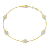 Natural Diamond Bracelet, 9K Yellow Gold Bracelet, Pear Shape Diamond Bracelet