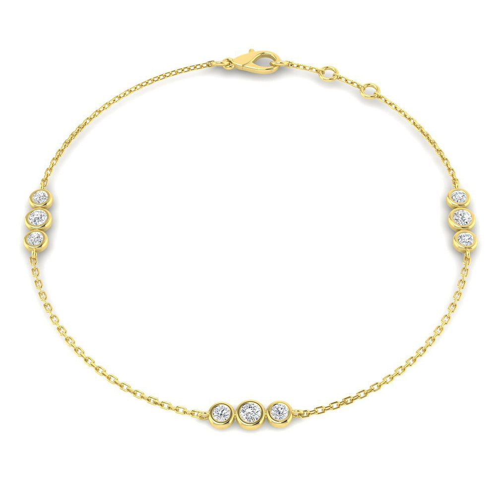 Diamond Line Bracelet, Solid Gold Bracelet, 9K Gold Jewelry, 18K Gold Bracelet, Platinum Bracelet