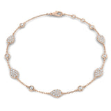 18K Yellow Gold Natural Diamond Pear Shape Station Bracelet – Pave Set Chain Bracelet with Lobster Clasp